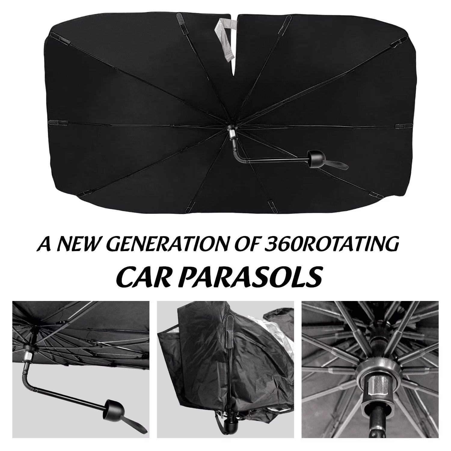 Car Windshield Sun Shade Umbrella, Upgraded Car Window Sunshade, Foldable Car Sun Shade for Windshield, Car Umbrella Sunshade Cover with 10 Fiberglass Ribs, UV Block & Heat Protection (57"X34")