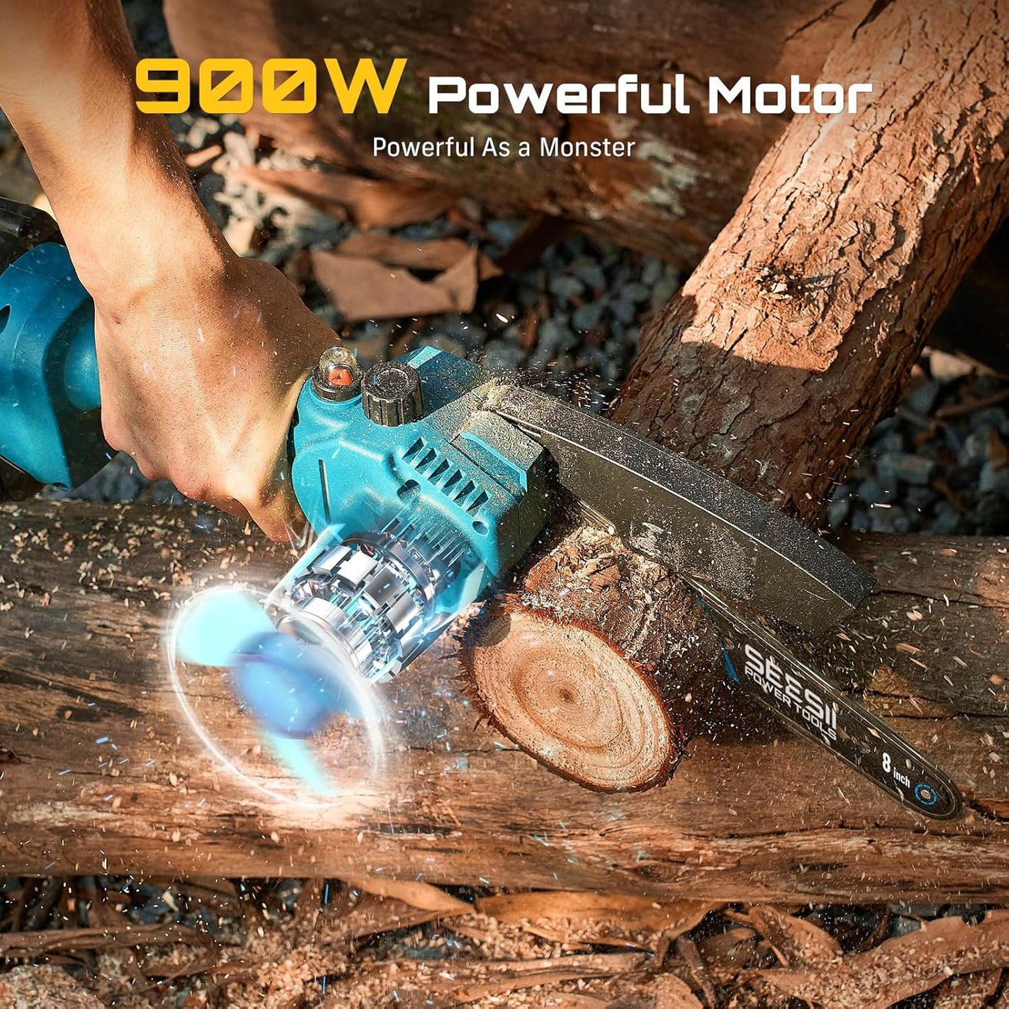 Mini Chainsaw 8 Inch,Cordless Chainsaw W/ 2Pcs 2000Mah Batteries,Oiler System & Replacement Chain,Handheld Chain Saw W/Safety Lock,Battery Powered Chain Saw for Wood Tree Cutting,Ch820+