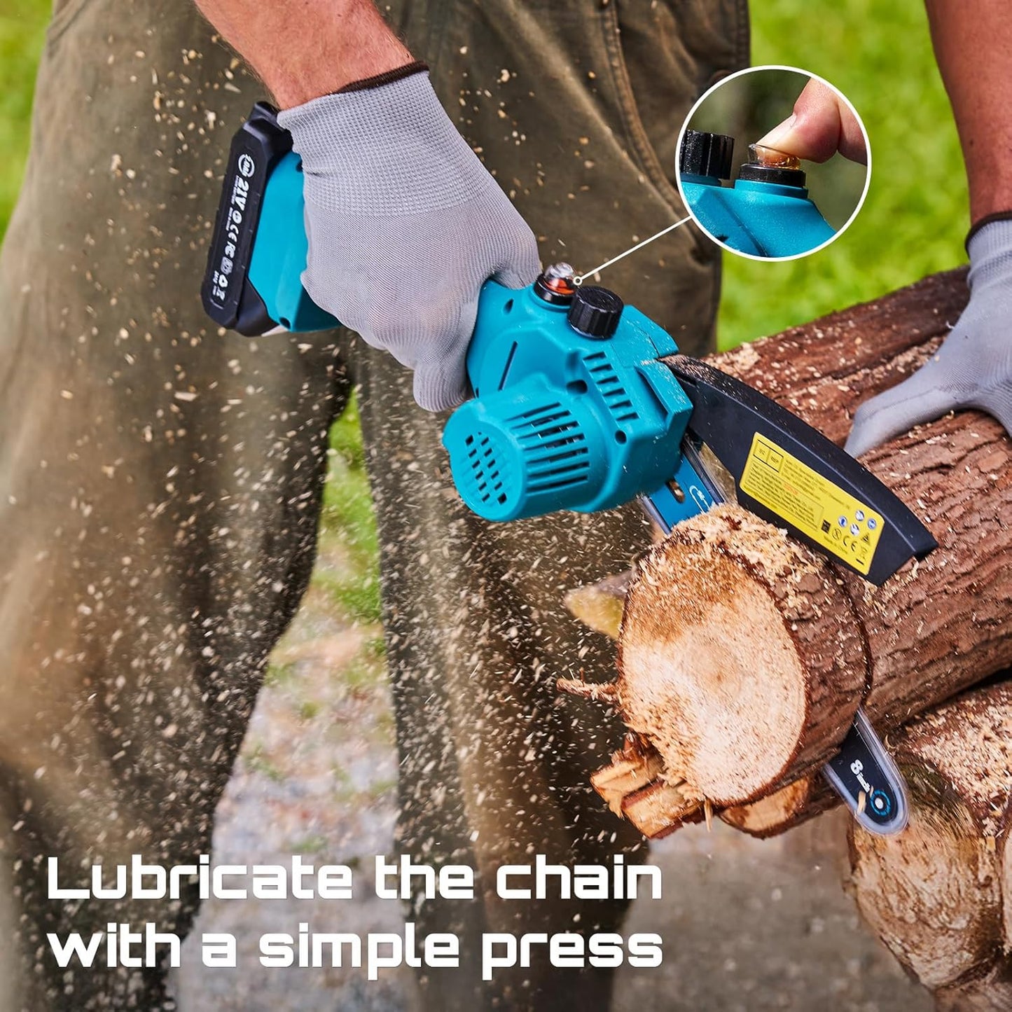 Mini Chainsaw 8 Inch,Cordless Chainsaw W/ 2Pcs 2000Mah Batteries,Oiler System & Replacement Chain,Handheld Chain Saw W/Safety Lock,Battery Powered Chain Saw for Wood Tree Cutting,Ch820+