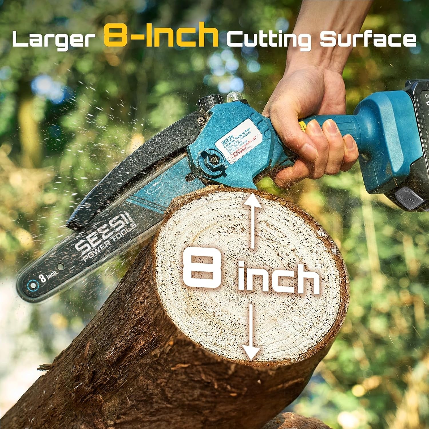 Mini Chainsaw 8 Inch,Cordless Chainsaw W/ 2Pcs 2000Mah Batteries,Oiler System & Replacement Chain,Handheld Chain Saw W/Safety Lock,Battery Powered Chain Saw for Wood Tree Cutting,Ch820+