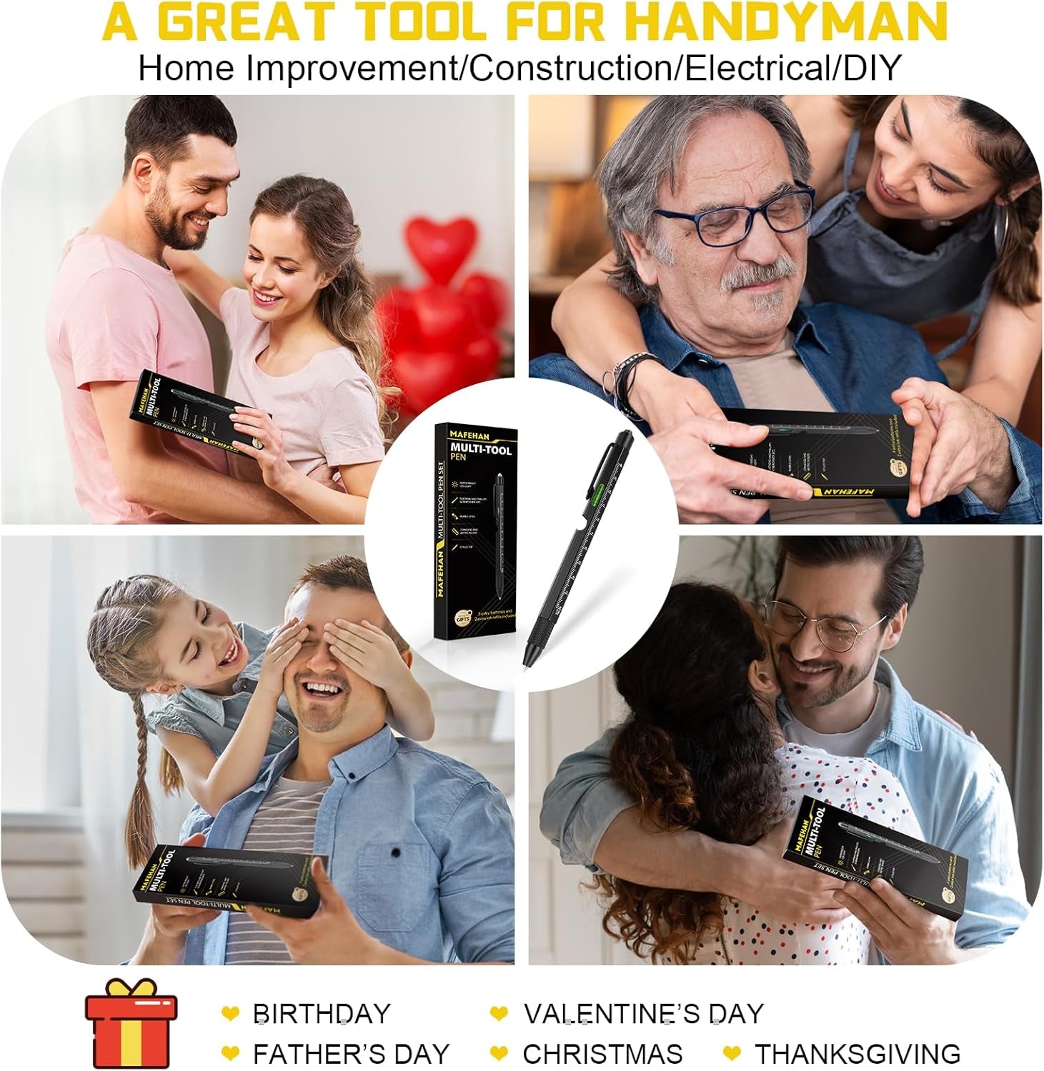 Father’S Day Gifts for Dad – 9-In-1 Multi-Tool Pen with Engraved Keychain, Unique Dad Gifts from Daughter Son Wife – Birthday Gift for Men Who Have Everything, Handy Gadgets for Husband & Grandpa