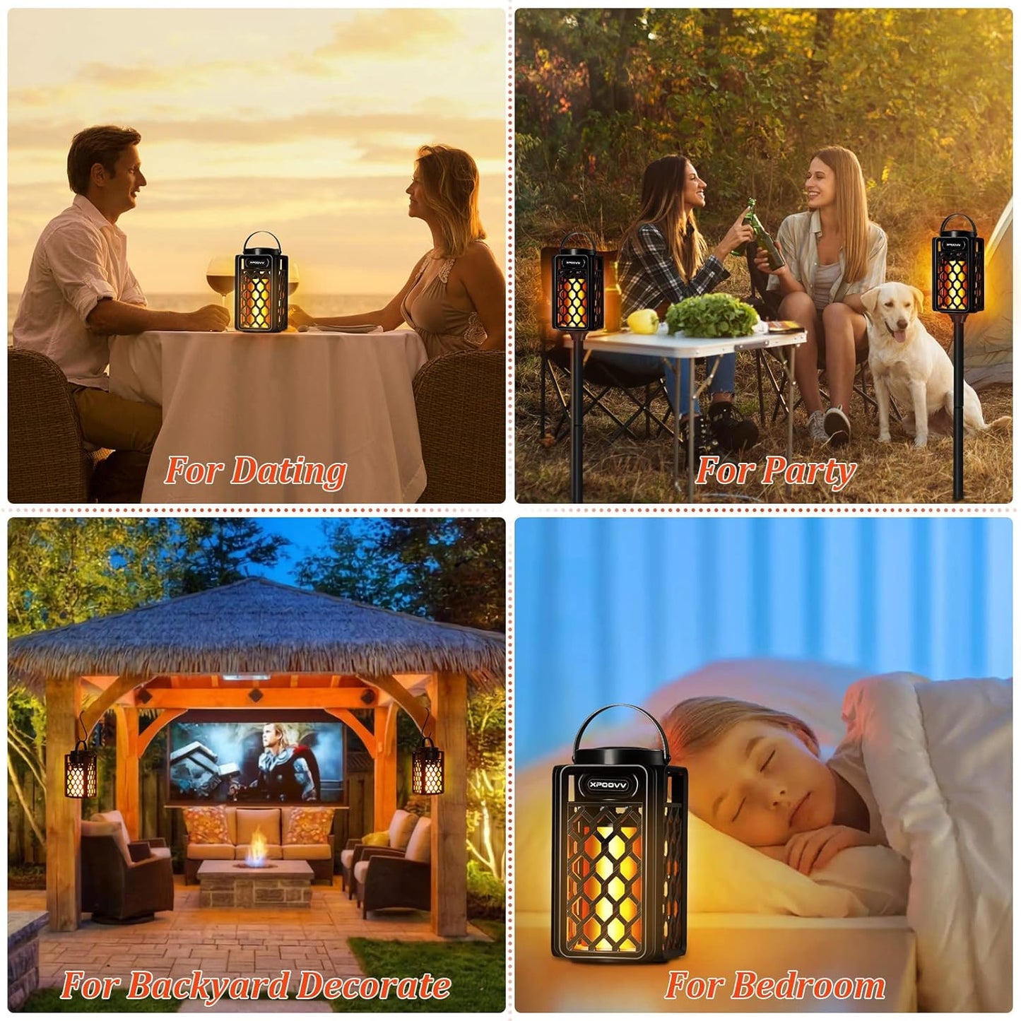 Father'S Day Gifts for Dad, Birthday Gifts for Men, Outdoor Bluetooth Speakers Waterproof Portable LED Flame Speaker 10W Bass, Women Couples, Patio Porch Garden Home Backyard Decor (1 Pack)