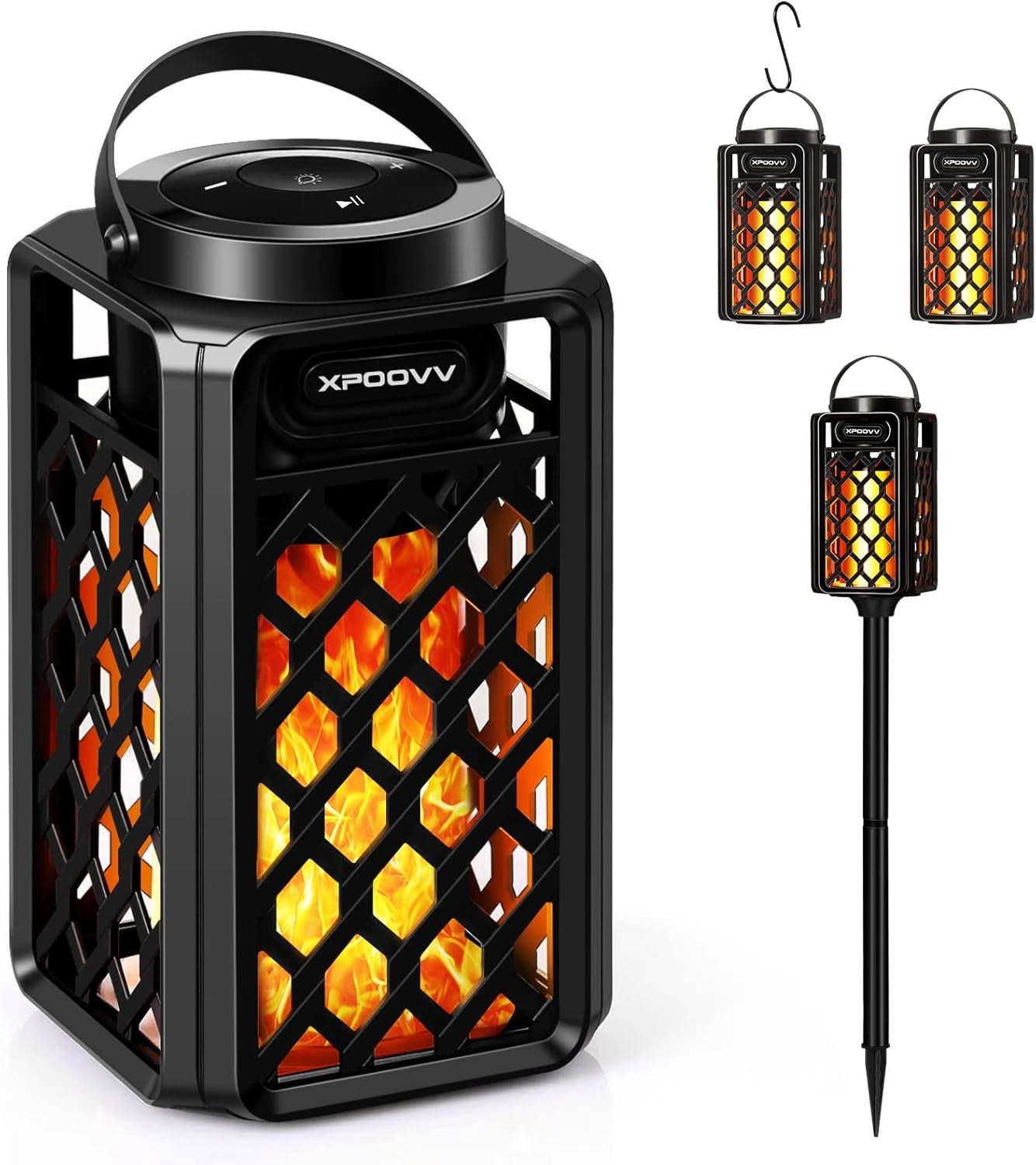 Father'S Day Gifts for Dad, Birthday Gifts for Men, Outdoor Bluetooth Speakers Waterproof Portable LED Flame Speaker 10W Bass, Women Couples, Patio Porch Garden Home Backyard Decor (1 Pack)