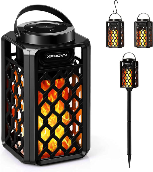 Father'S Day Gifts for Dad, Birthday Gifts for Men, Outdoor Bluetooth Speakers Waterproof Portable LED Flame Speaker 10W Bass, Women Couples, Patio Porch Garden Home Backyard Decor (1 Pack)