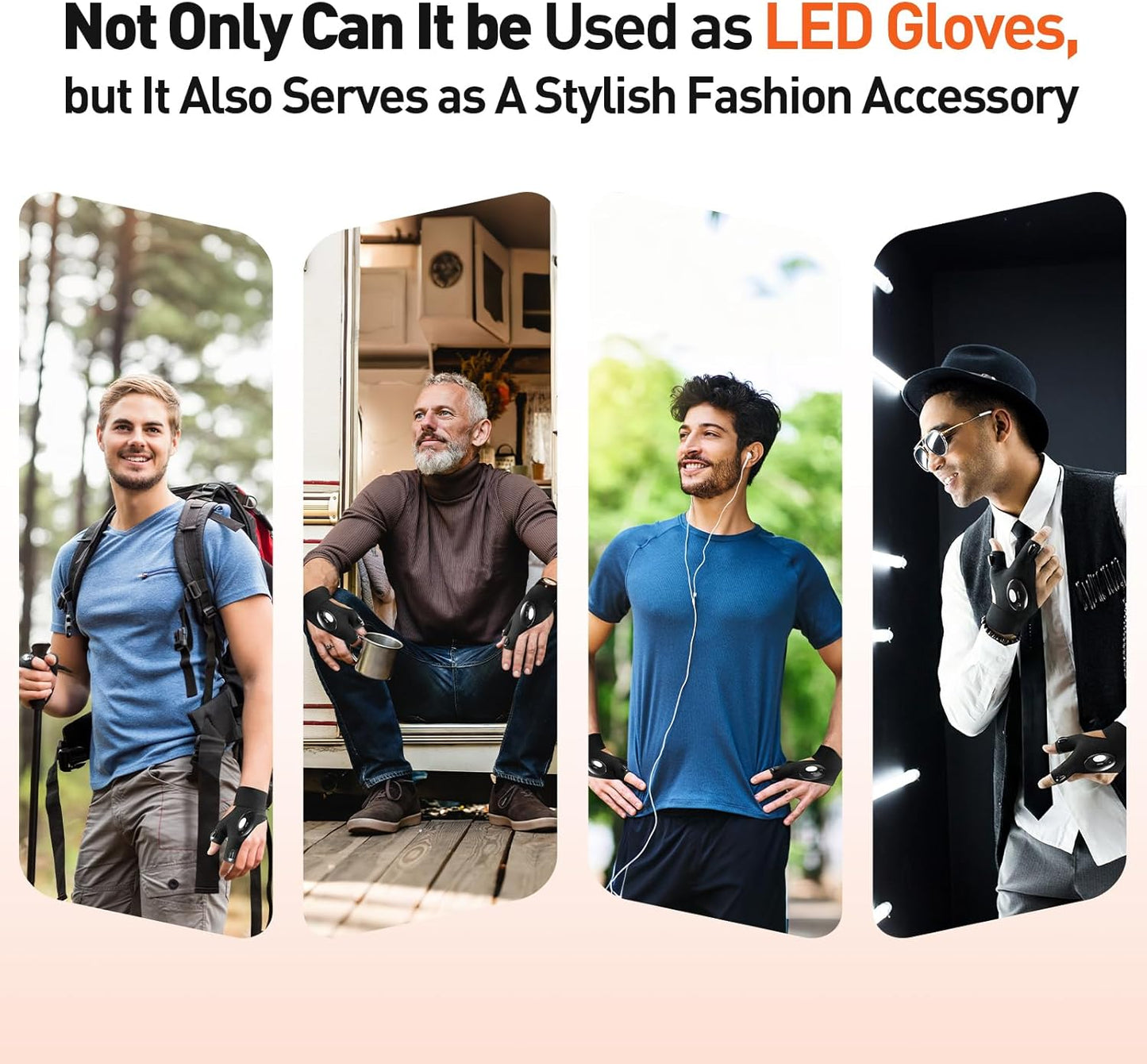 Fathers Day Dad Gifts from Daughter Son Wife, LED Flashlight Gloves Gifts for Men, Mens Gift for Him Grandpa Husband, Fathers Day Gift for Husband Dad, Tools Cool Gadgets, Camping Essentials