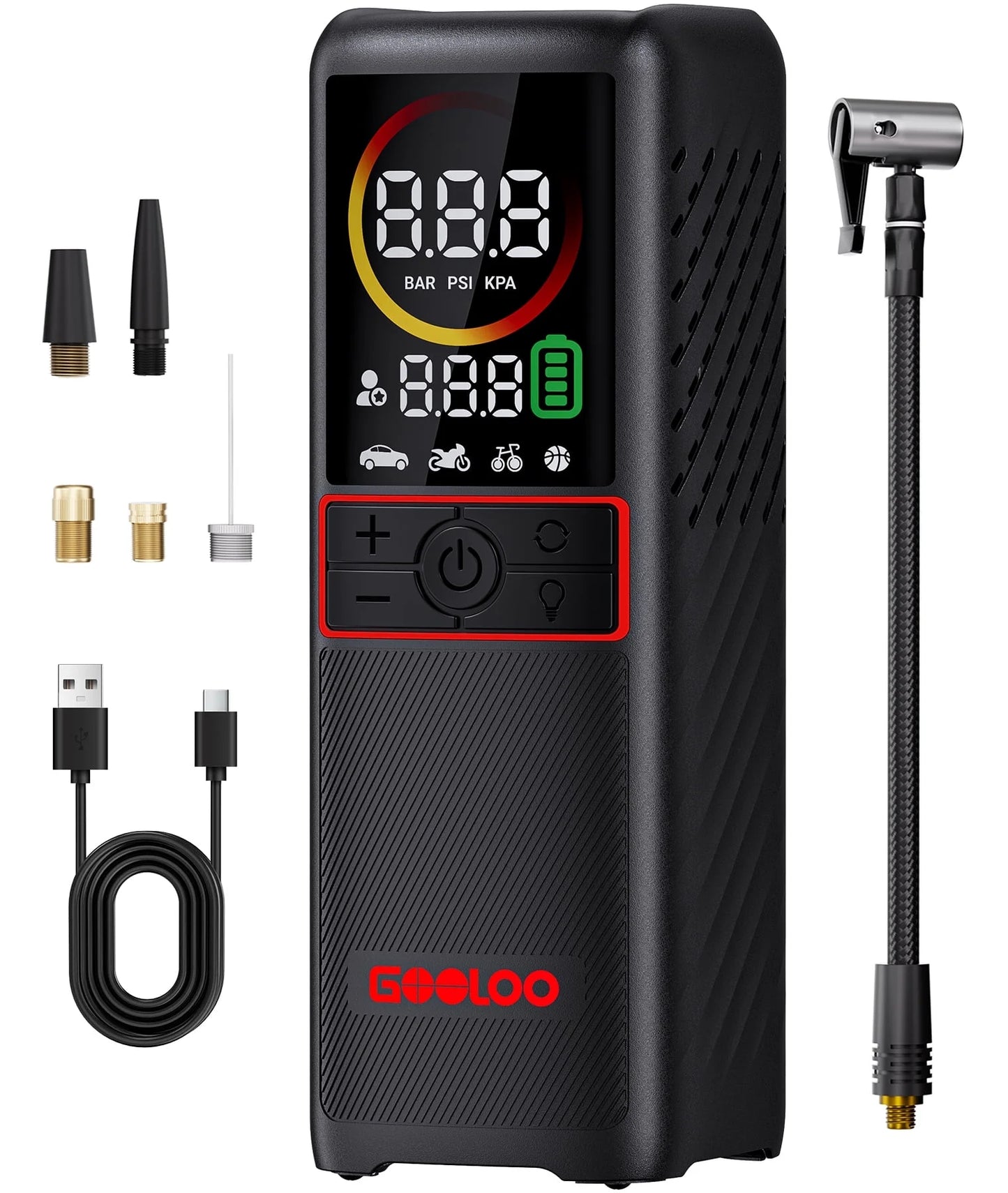 160 PSI Portable Tire Inflator Air Compressor 7500Mah Battery Cordless Air Pump for Car Tires Auto-Shutoff W/ LED Digital Pressure,  GT160 Tire Pump for Bikes,Balls,Motorcycles,Bicycle